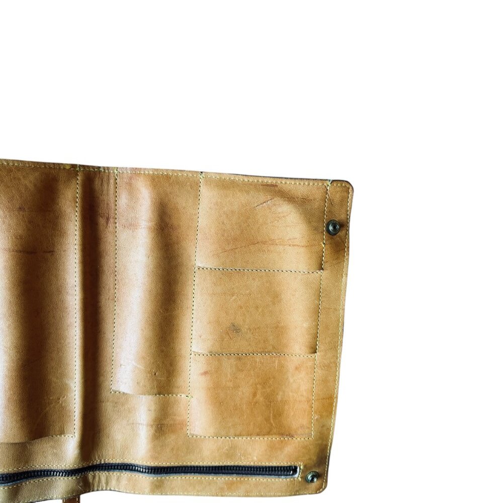 Frye Artisan Rectangle Adjustable Camel Leather Bag Fold Over Adjustable Strap - Picture 9 of 16